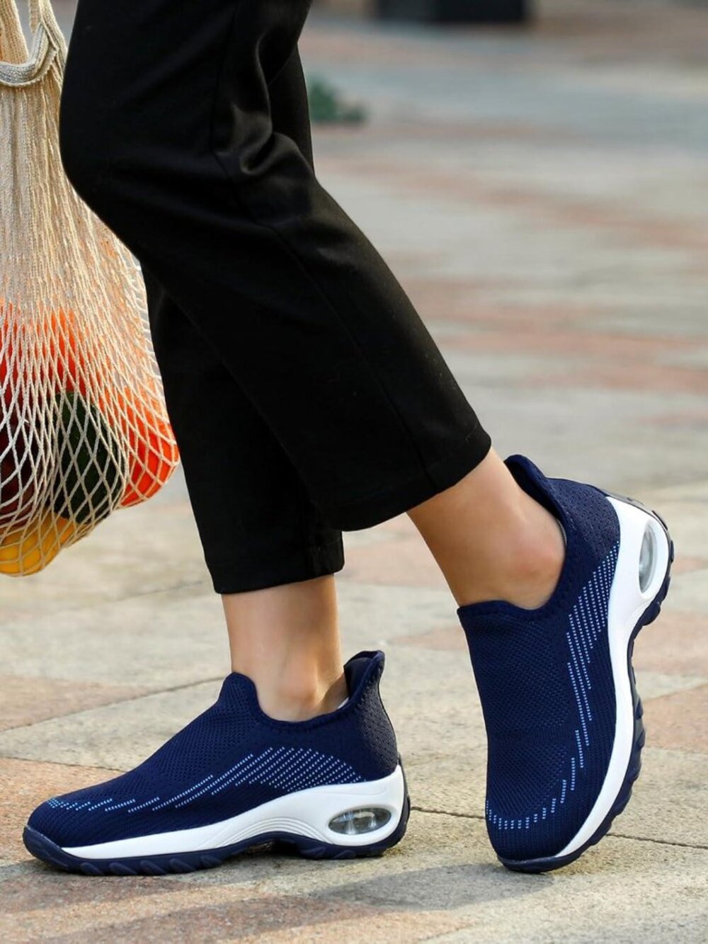 STQ Womens Slip on Walking Shoes (Navy)